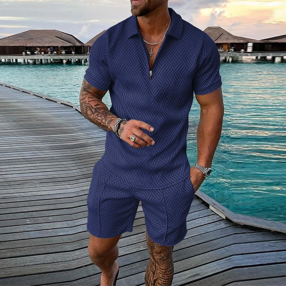 New Men\'s Printed Shirt Sets Pullover Tops+ Short Pants Summer Beach Casual Mens Shorts Two Piece Outfits Fashion Sets Clothing