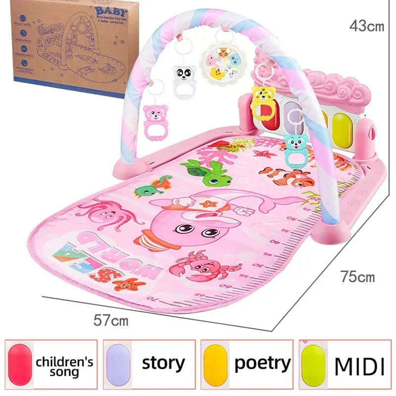 Baby activity plays  mat musical fitness piano rack comfortable baby gym mat  crawling floor blanket with music and light