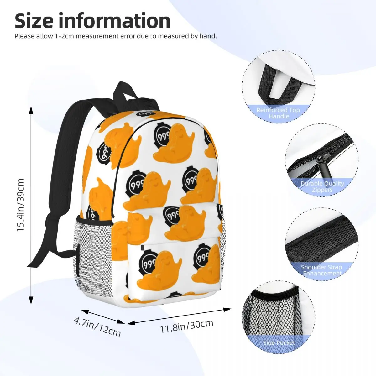 SCP 999 The Tickle Monster Backpack Student Boys Girls BookBag Men Women School Bag Computer Shoulder Bags