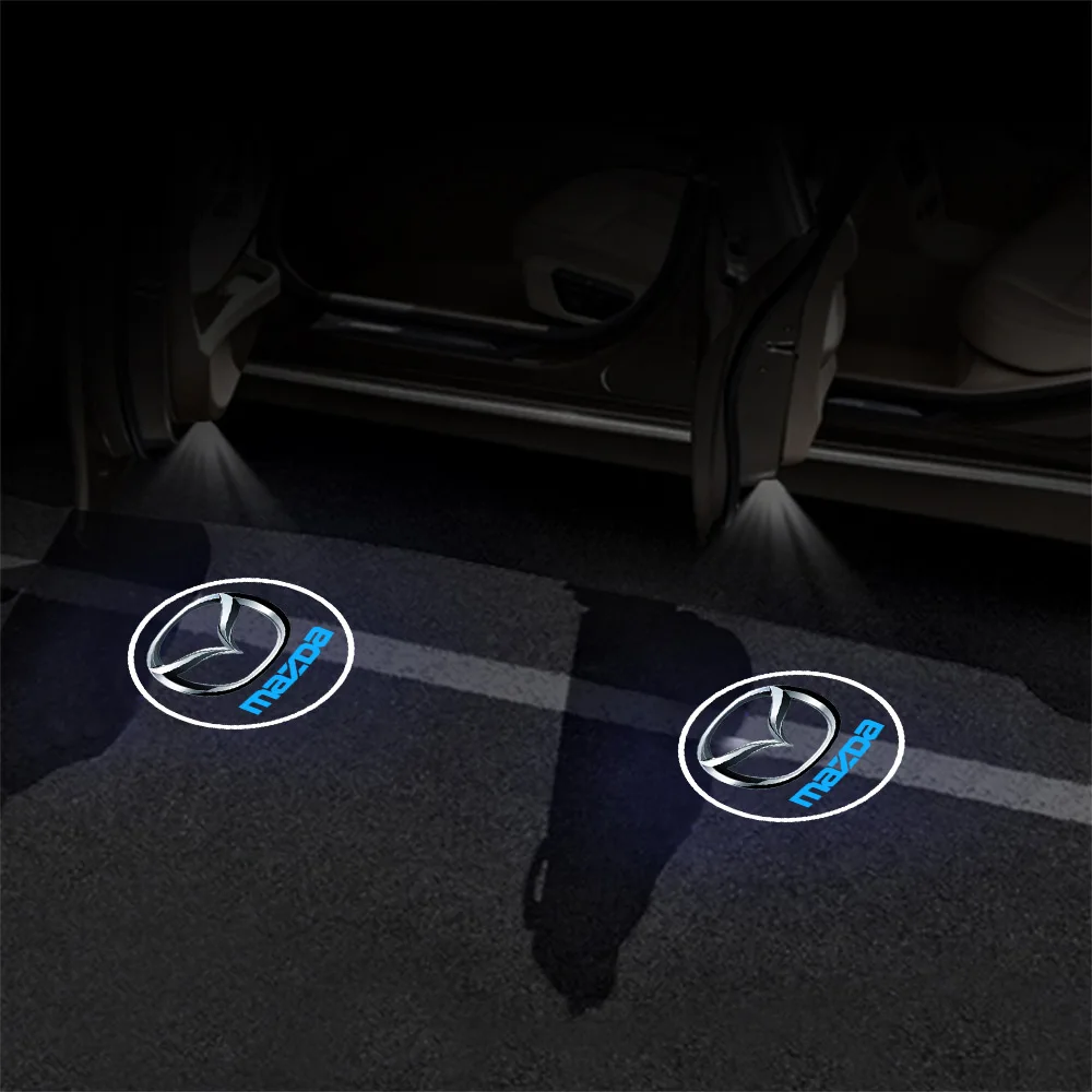 2pcs Car Badge Door Projector HD Wireless Welcome Light Accessories For Mazda 5 CX-3 GJ GL CX-8 MS RX-8 Bk 6 Gh CX-5 CX30 MX-5