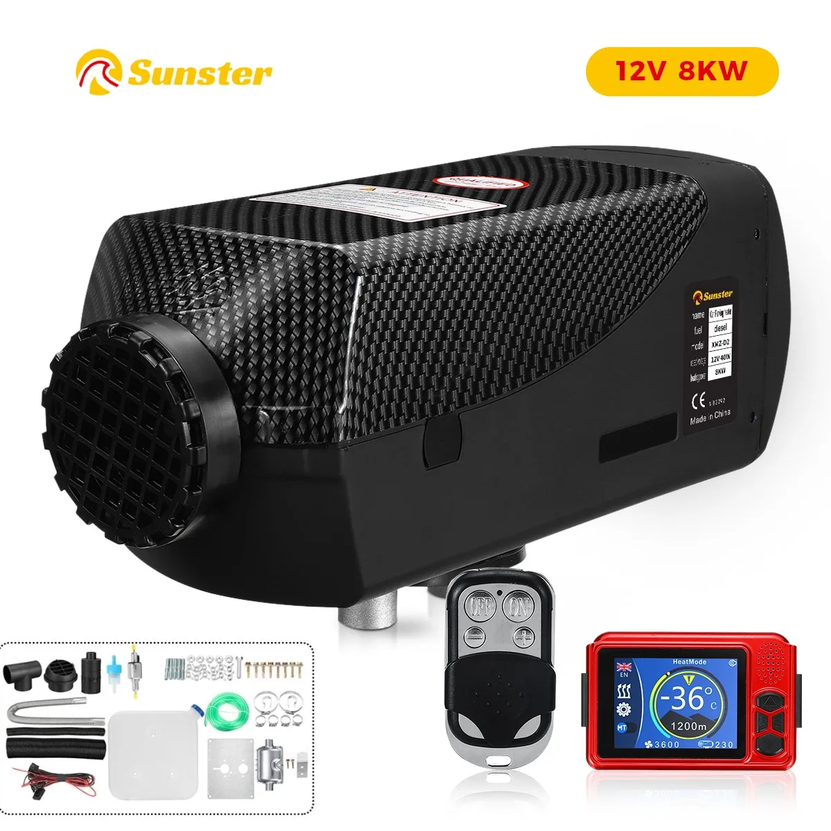 8KW Air Diesel Heater 12V Car Heater Parking Heater With Remote Control LCD Monitor Voice Broadcast for Motorhome Trucks