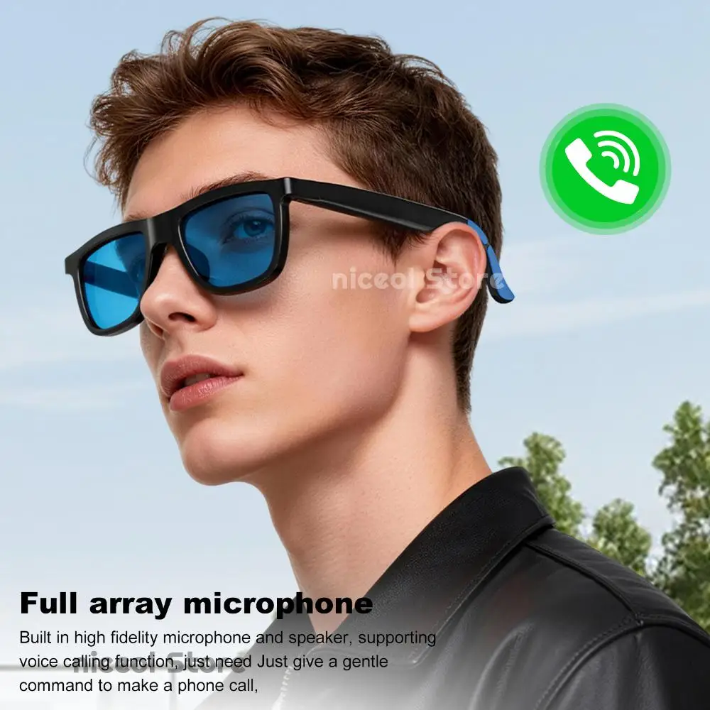 

AI Smart Glasses with UV400 Polarized Color Changing Lens Super Clear Sound BT Sunglasses IP65 Waterproof for Daily Use Travel