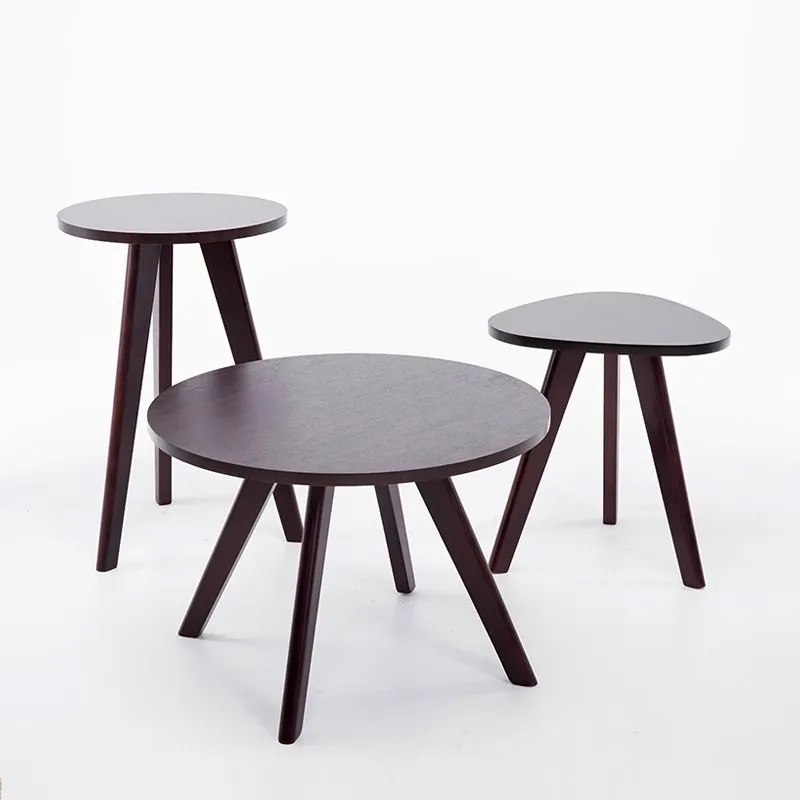 Household Solid Wood Small Round Table, Small Coffee Table, Triangular Round Table, Apartment Corner Table