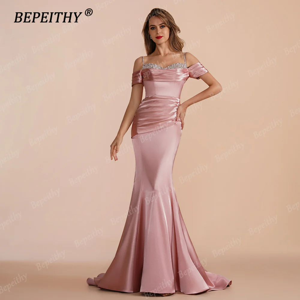 BEPEITHY Customized Sweetheart Special Occasion Formal Evening Dresses 2023 Short Sleeves Beading Mermaid Party Prom Gown Women