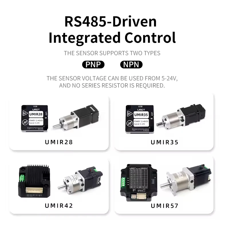 

Высокоточный шаговый двигатель UMOT Nema11/14/17 со встроенным планетарным редуктором, драйвером RS485+ и регулировкой направления, крутящий момент 0.1-30 Нм