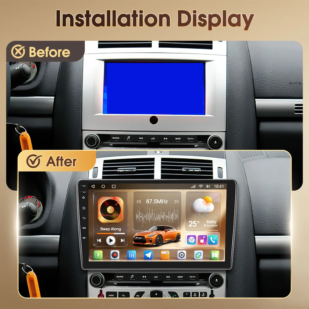 Podofo, autoradio 2 DIN con schermo IPS, sistema Android 4G, processore octa-core, 8 GB di RAM e 128 GB di memoria, compatibile con Peugeot 407 (2004-2008), dotata di GPS, navigazione, WIFI, FM, RDS e