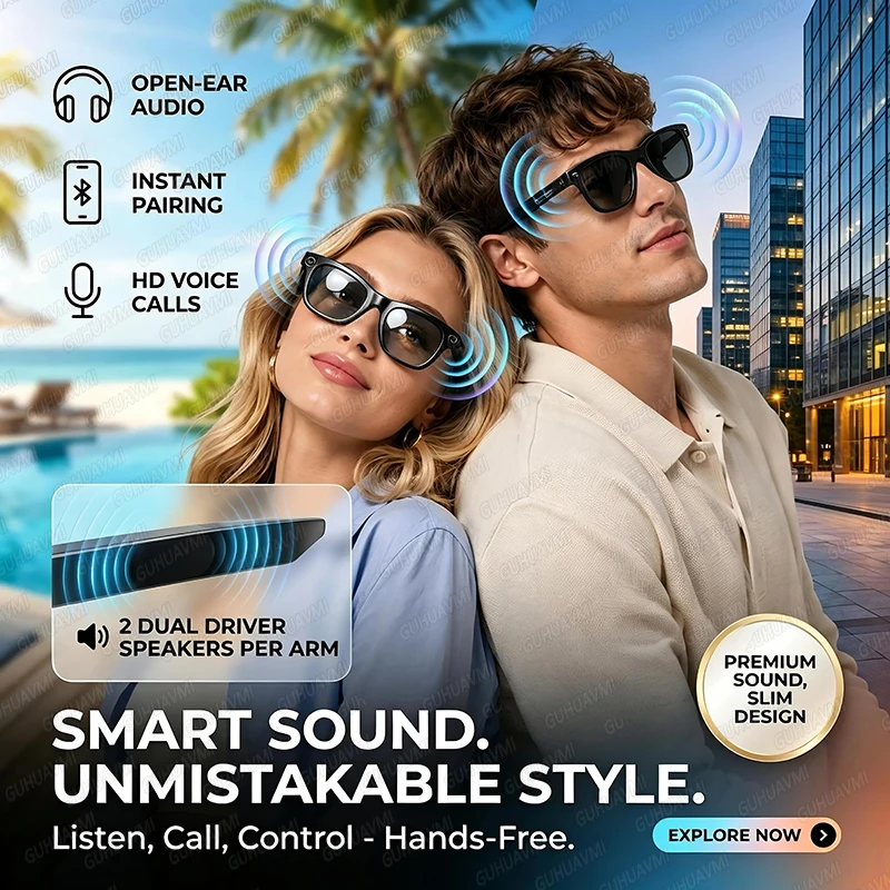2026 New AI camera glasses 8MP HD Camera 1080P Video Recording Smart translation glasses Waterproof Bluetooth Audio Sunglasses view 6
