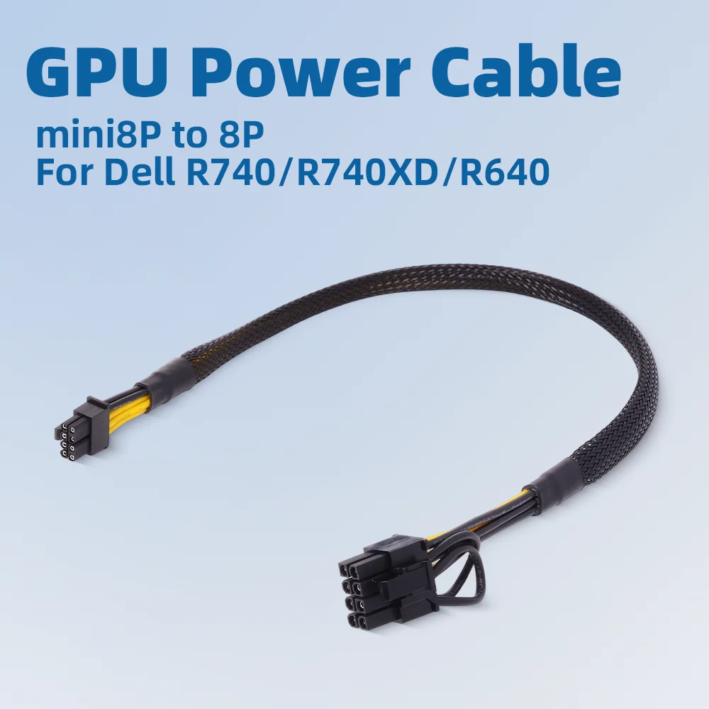 Mini 8Pin to 8Pin Small 16Pin (12+4)  GPU Graphics Card Power Cable for Dell R740/R740XD/R640 Servers 40CM