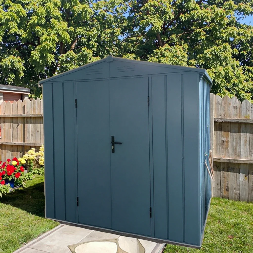 Eco-Friendly Outdoor Storage Shed Durable Aluminum Frame with Wood Easy Assembly Backyard Garden Tool