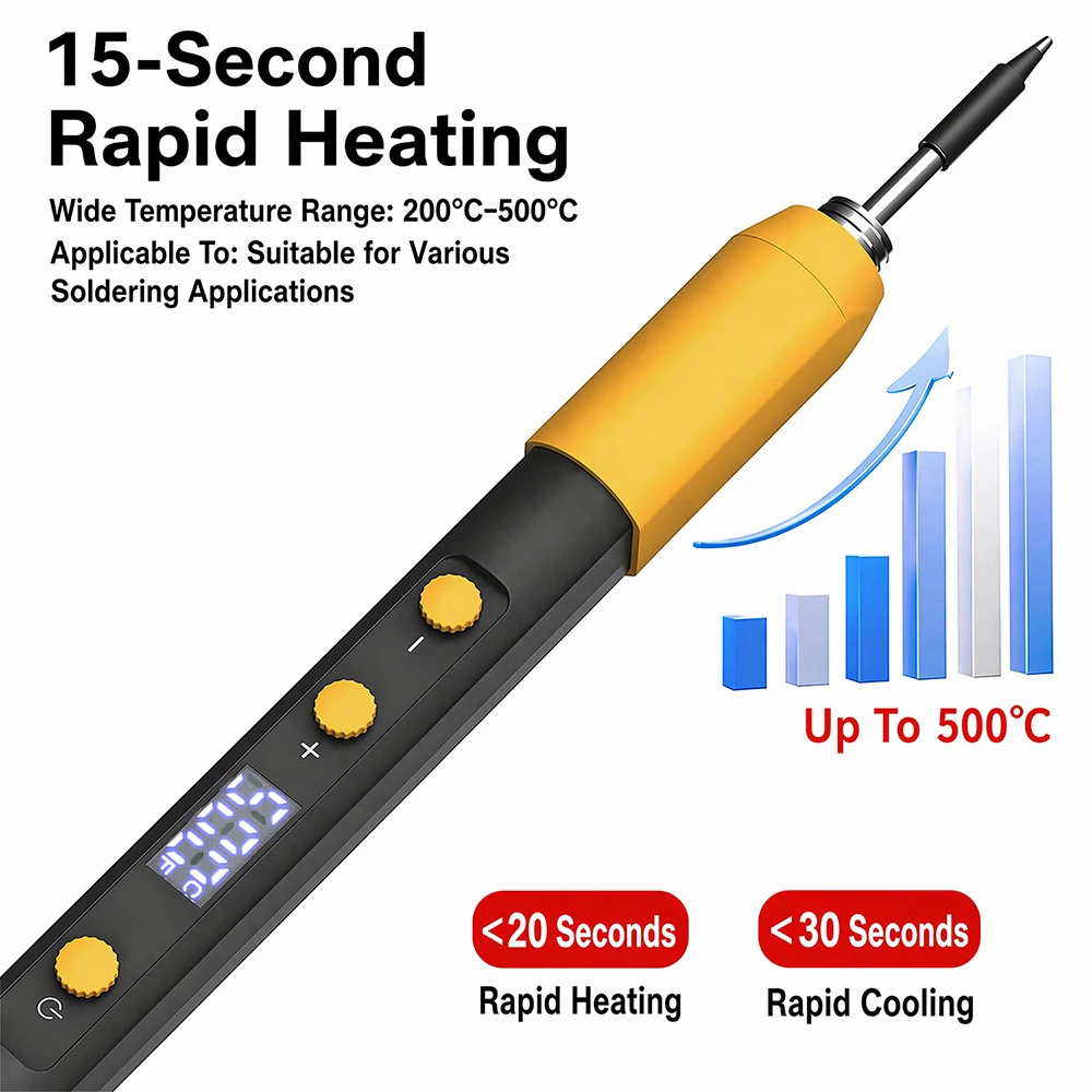 DC 5V LED Digital Soldering Iron 200℃-500℃ Temperature Adjustable Type C Charging C210 Solder Welding Iron 12W Soldering Tool