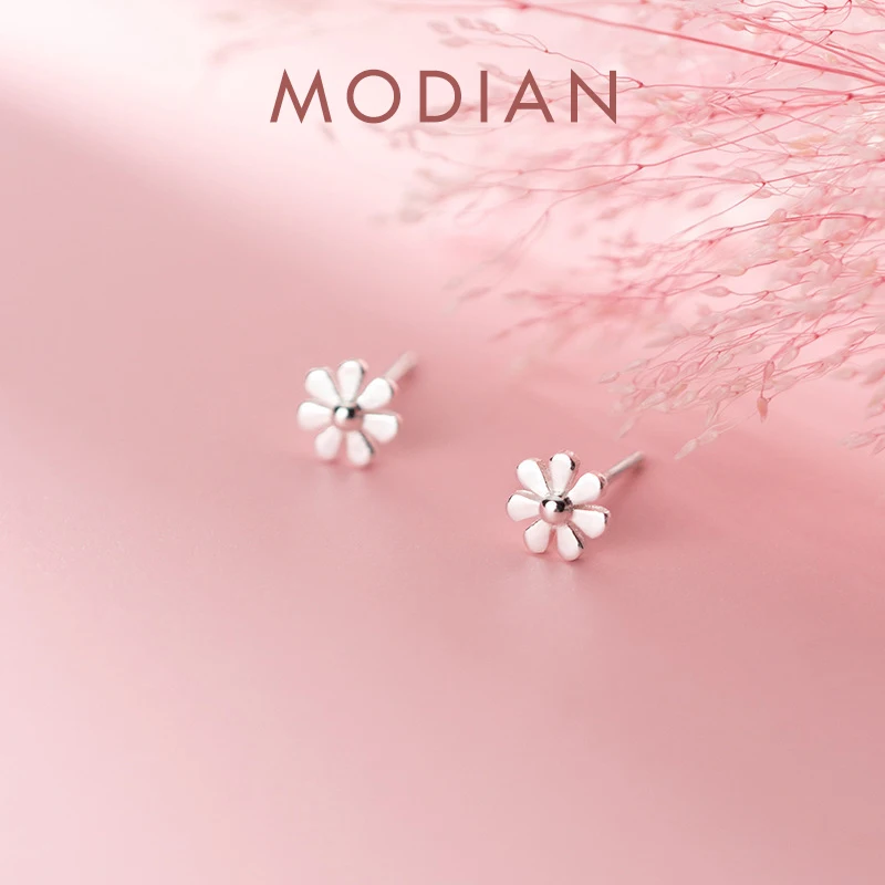 Modian małe śliczne wykwintne kwiatowe uszy dla kobiet dziewczynki autentyczne 925 srebro modne kobiece kolczyki sztyfty Fine Jewelry