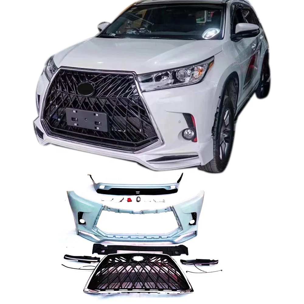 

Автомобильный бампер для Toyota Highlander Bodykit для 2018-2020 Highlander Upgrade Lexus Style, автомобильный передний бампер, задний бампер с противотуманкой