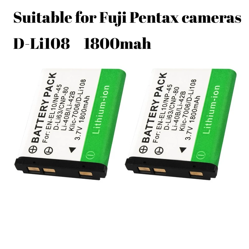 

3PCS D-Li108 Battery 1800mAh for Fujifilm Camcorder Compatible with FinePix JZ505 JV100 JX255 JX200 JX300 S4800 S6800 Camera