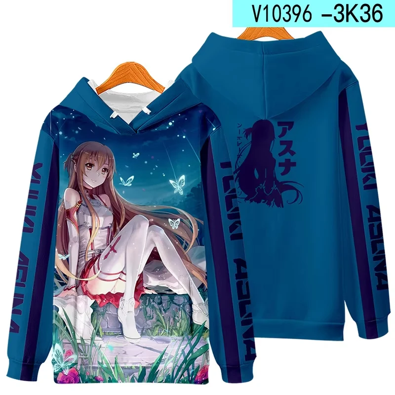 New Kirito and Yuuki Asuna Casual Long sleeved Anime 3d Printed Hoodies Fashion Men Women Harajuku Style kids Cosplay Sweatshirt