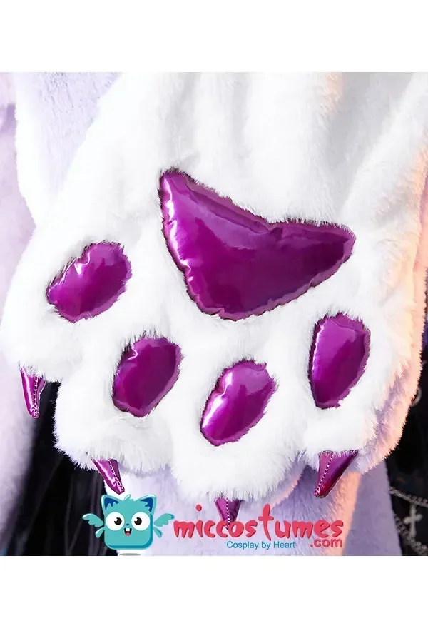 CosplayWomen Raiden Derivative Kawaii Lenço de pelúcia com design de patas de gato Lenço longo xale envoltório peludo
