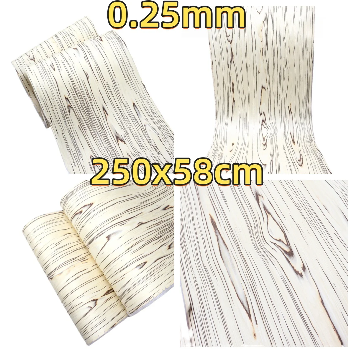 White Velvet Engineered wood veneer, 0.25mm, 250x58cm, For Bedroom Feature Wall & Cabinet Refinishing.(Backing Non-woven Fabric)