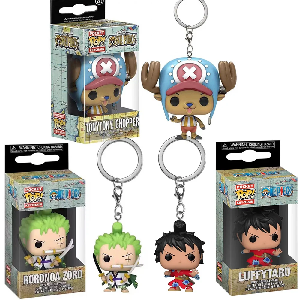 Llavero Funko ONE PIECE de Roronoa Zoro y Tony Chopper, Colgante de Moda para Bolsos y Coches, Regalo de Muñeco de Dibujos Animados