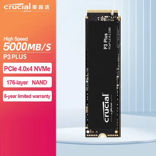 Crucial P3 Plus 500GB 1TB 2TB 4TB PCIe 4.0X4 3D NAND NVMe M.2 2280 SSD, 최대 5000 MB/s, 정품 및 신제품 