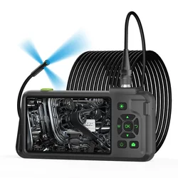 Triple Lens Endoscope Camera 5 Inch IPS Screen HD1080P 8MM Aviation Plug Replaceable Cable Pipe Inspection Borescope Take Photo