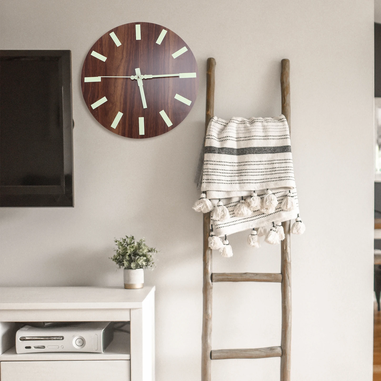 

Деревянные часы, креативный простой ночник, подвесные часы для домашнего магазина, отеля (цвет ореха, без сушки)