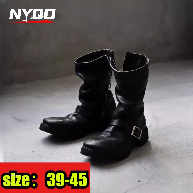 

Ретро-ботинки унисекс, высокие, на платформе, инженерные, мотоциклетные, челси, рабочие, средней высоты, мотоботы