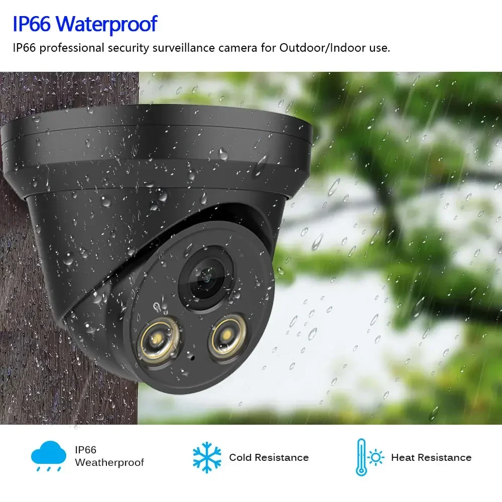 Ultra HD 4K PoE IP Camera 8MP Outdoor Waterproof Metal Dome Surveillance IP Camera Color Night Vision Human Detect Remote Access