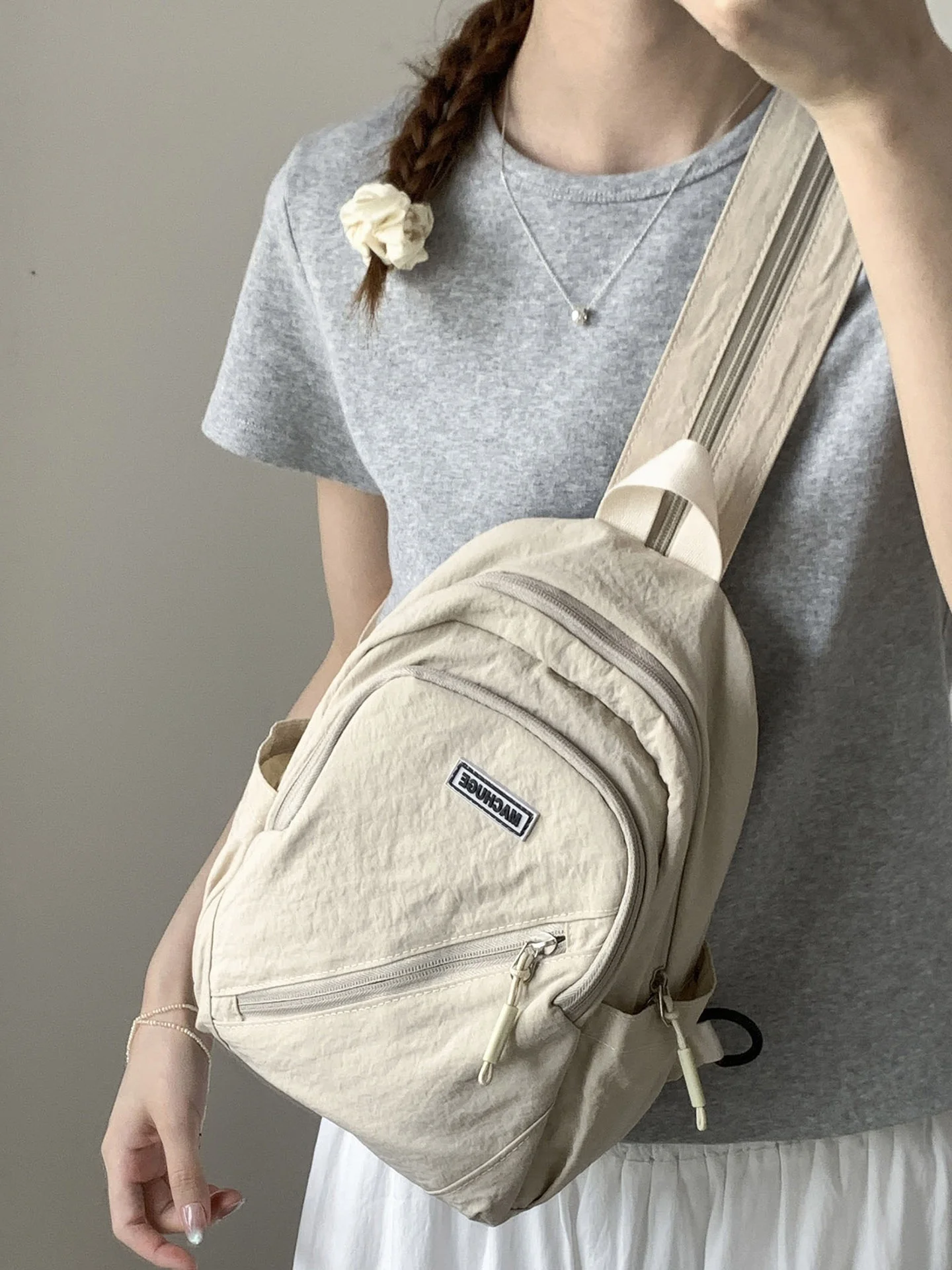 ユニセックスチェストバッグ-サイクリング登山用-軽量-レディース-レター柄-シングルショルダー-ダブルショルダーバッグ-2025年新作-ロードバイクバッグ