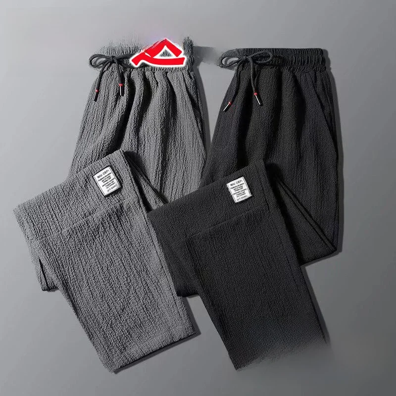 

Мужские тонкие рабочие брюки из ледяного шелка, быстросохнущие, дышащие, спортивные, модные, в городском стиле, свободного кроя, прямые, повседневные