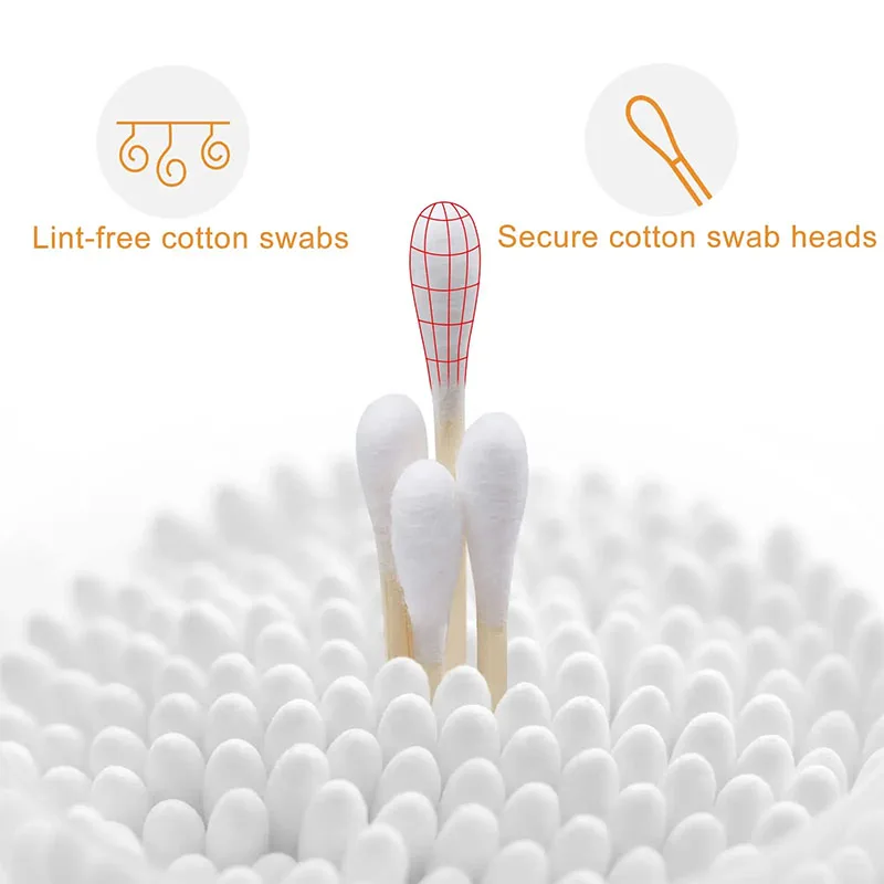 100/300PCS Embroidered Pointed Cotton Swabs Female Cosmetics Tool Nose Ear Cleaning Lipstick Head Stick Bastonil Cotton Cloth