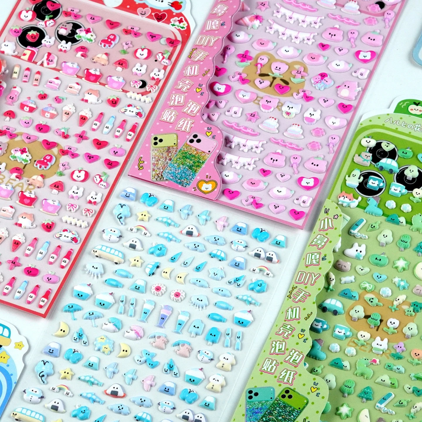 4 pcs Mini Cartoon Food Animals Fruit Puffy 3D Stickers Scrapbooking DIY Journaling Stationery Diary Cute Stickers School Gift