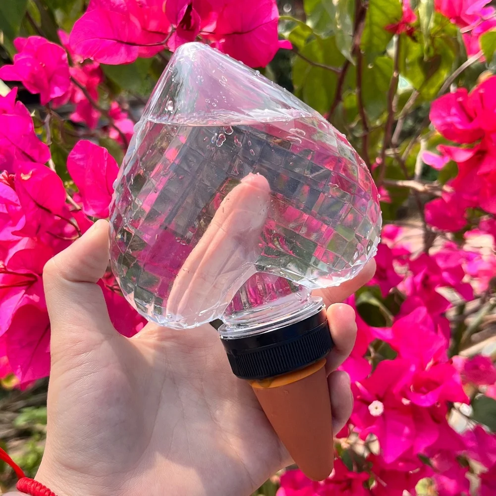 Textured Heart Shaped Watering Can 350ml for Automatic Drip Irrigation and Extended Plant Hydration Up to 7 Days
