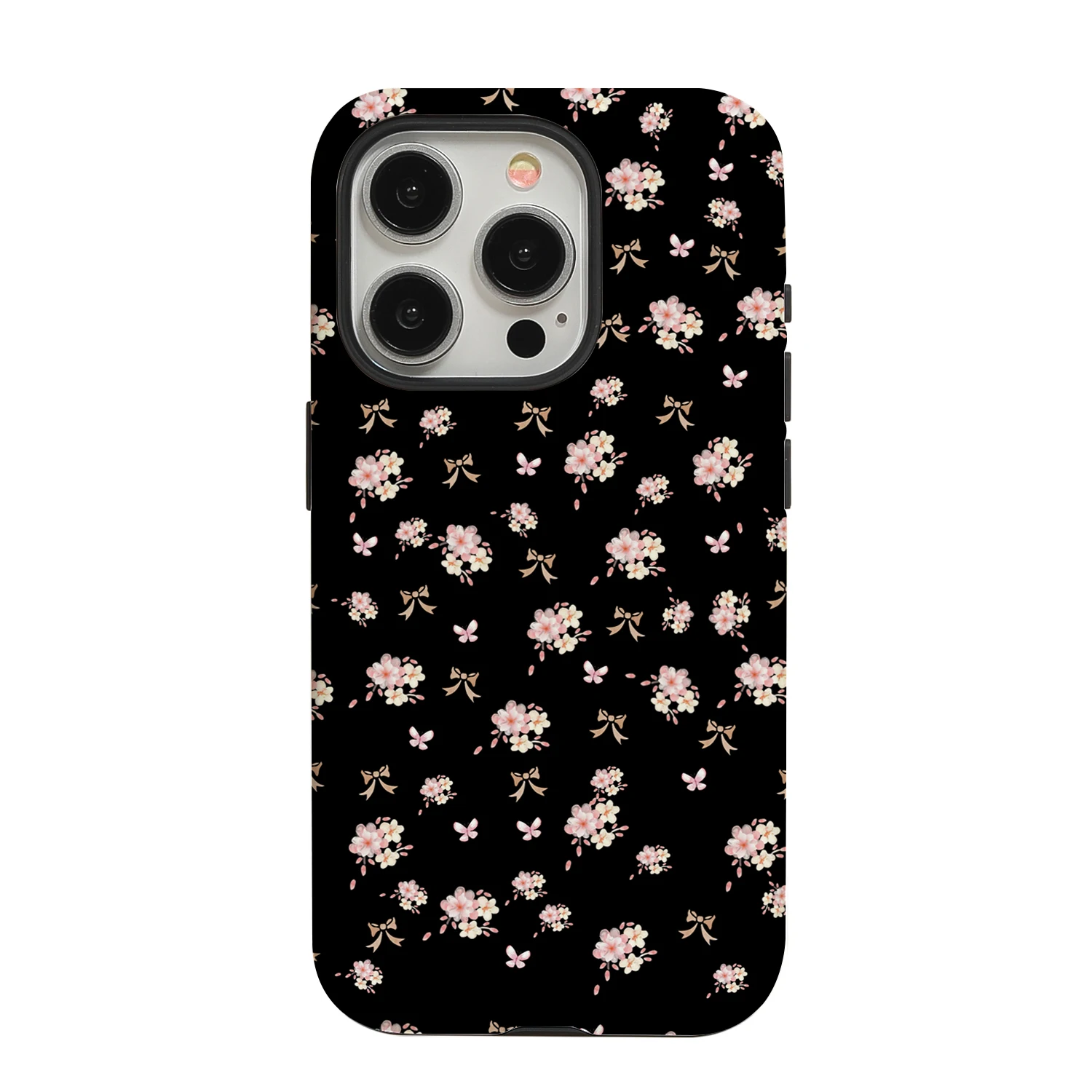 Flower iPhone 16 Promax Filing Round Edge 2-in-1 Phone Case, Cute and Unique, Creative Matte Fall Protection Case