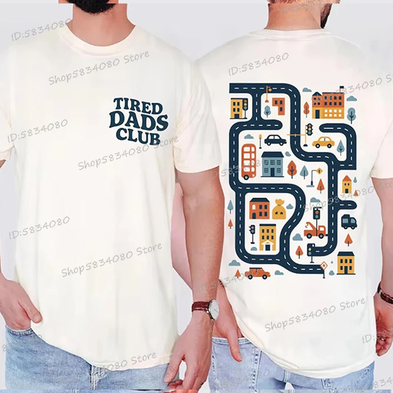Tired Dads Club Shirt Men Creative Printing Short Sleeve Vintage Tees Mens Clothing Father's Day Gifts Tired Dads Club T-shirts