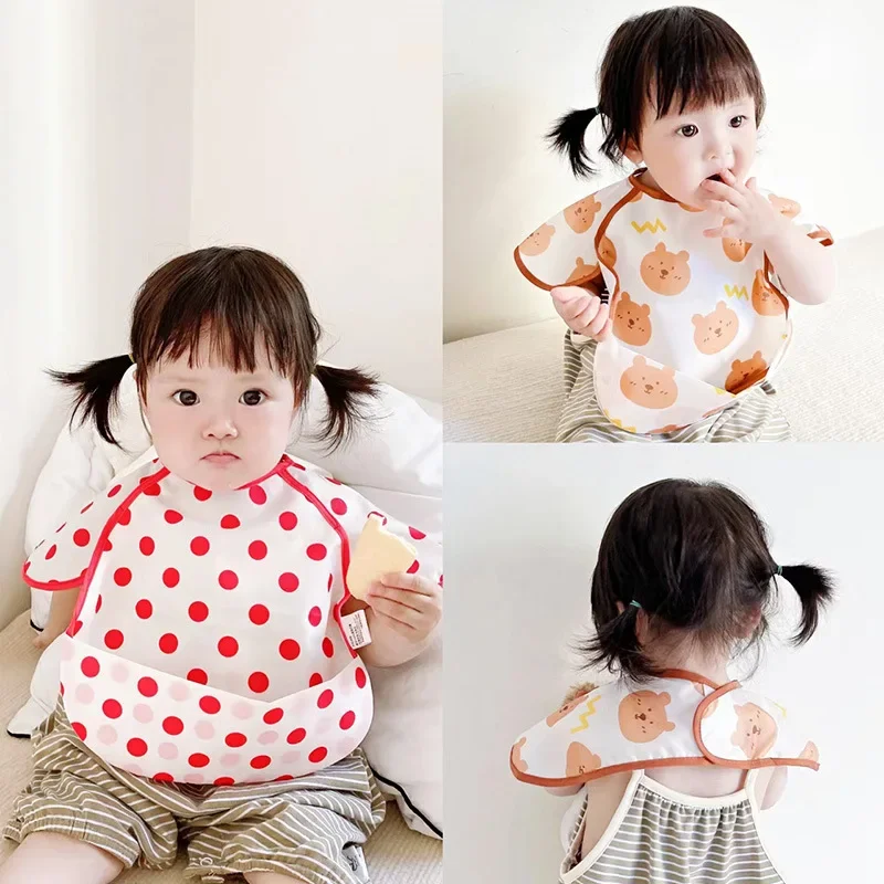 Waterproof Baby Bibs Newborn Apron Kids Burp Cloths Lunch Feeding Bib Cute Strawberry Bear Cartoon Pattern Toddler Accessories