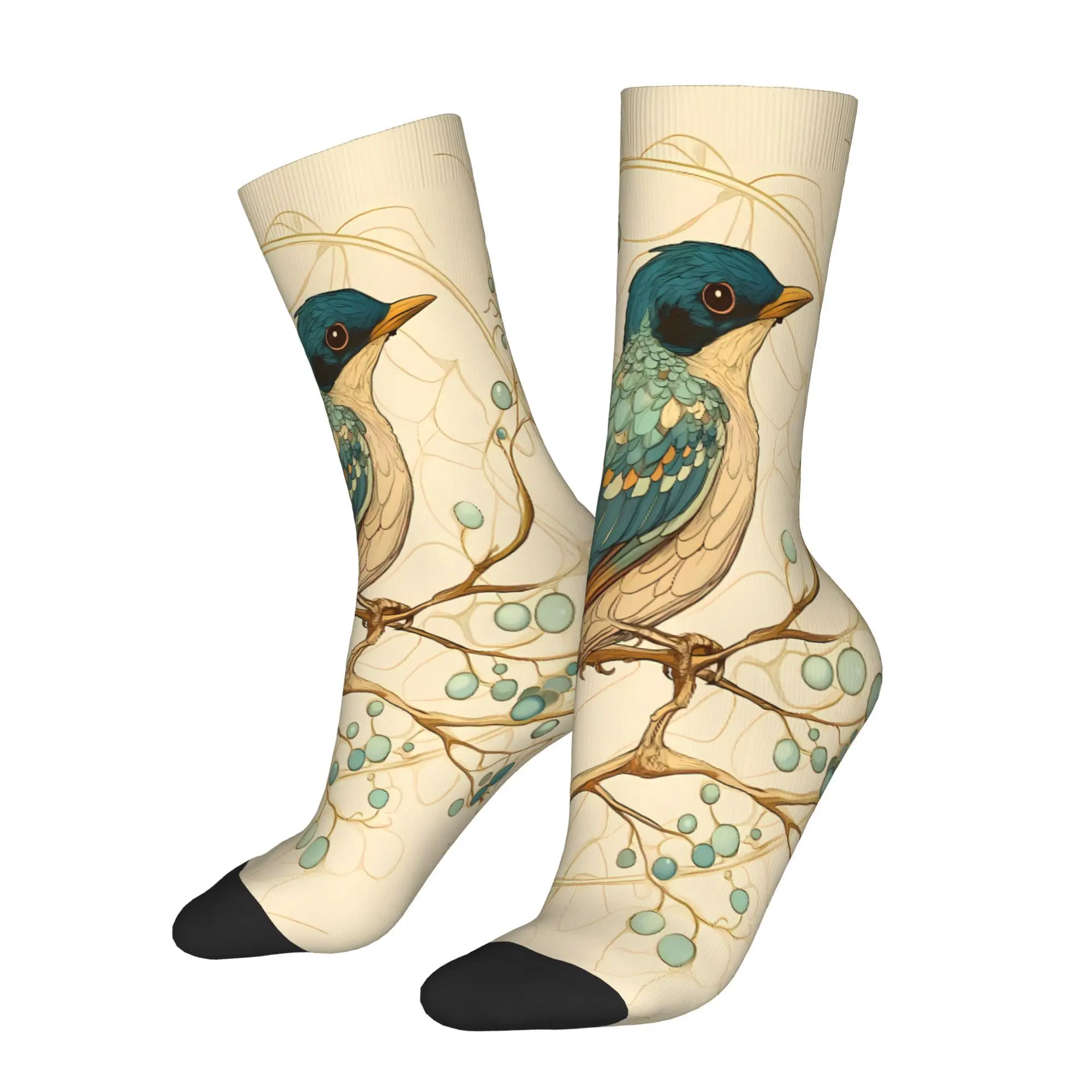 

Green Bird Sock Printed Man Polyester Fashion