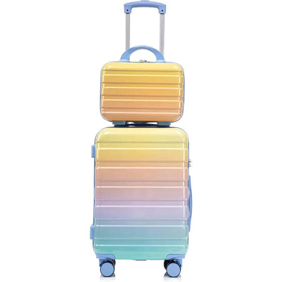 Girls Suitcase, Suitcase for Girls, Carry On Luggage,20 Inch 2 Pcs Carry On Hard Shell Suitcase Set, Spinner Wheels, Combinatio
