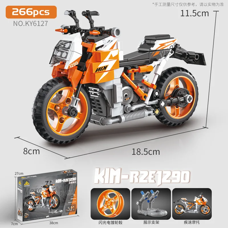 285pcs Stadt technologie konkurrieren in Geschwindigkeit Motorrad Baustein Straßen auto Lokomotive montieren Modell Ziegel Kinder Spielzeug Geschenk