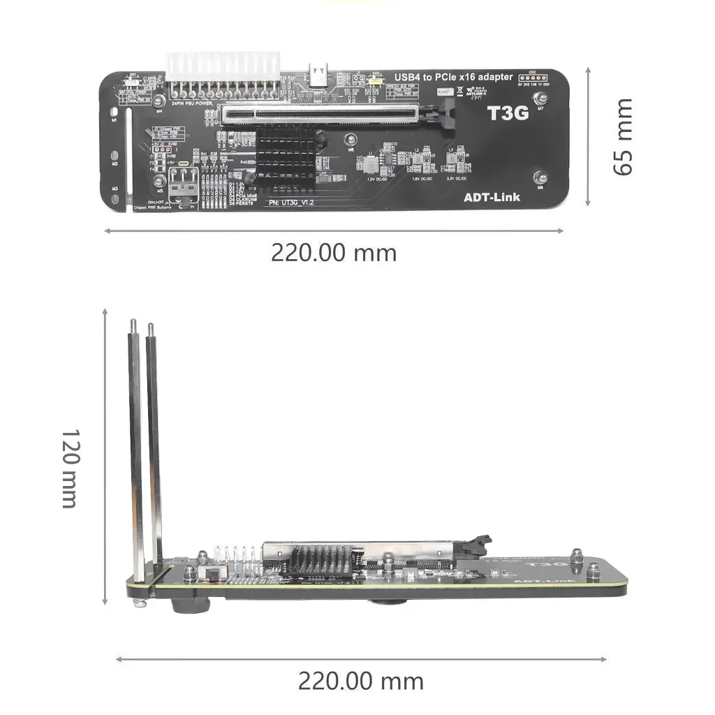 Adt ut3g para nuc itx stx notebook 99% placa gráfica externa gpu dock pcie 4.0 x4 usb4 para pci-e x16 adaptador egpu Thunderbolt-4/3