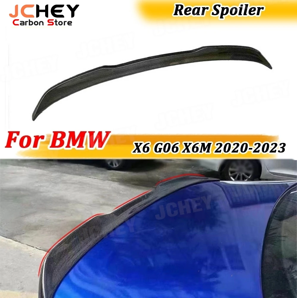 

JCHEY Carbon Fiber Car Rear Trunk Lip Spoiler for BMW X6 G06 X6M 2020-2023 FRP Rear Roof Lip Spoiler Wings Body Kit Styling