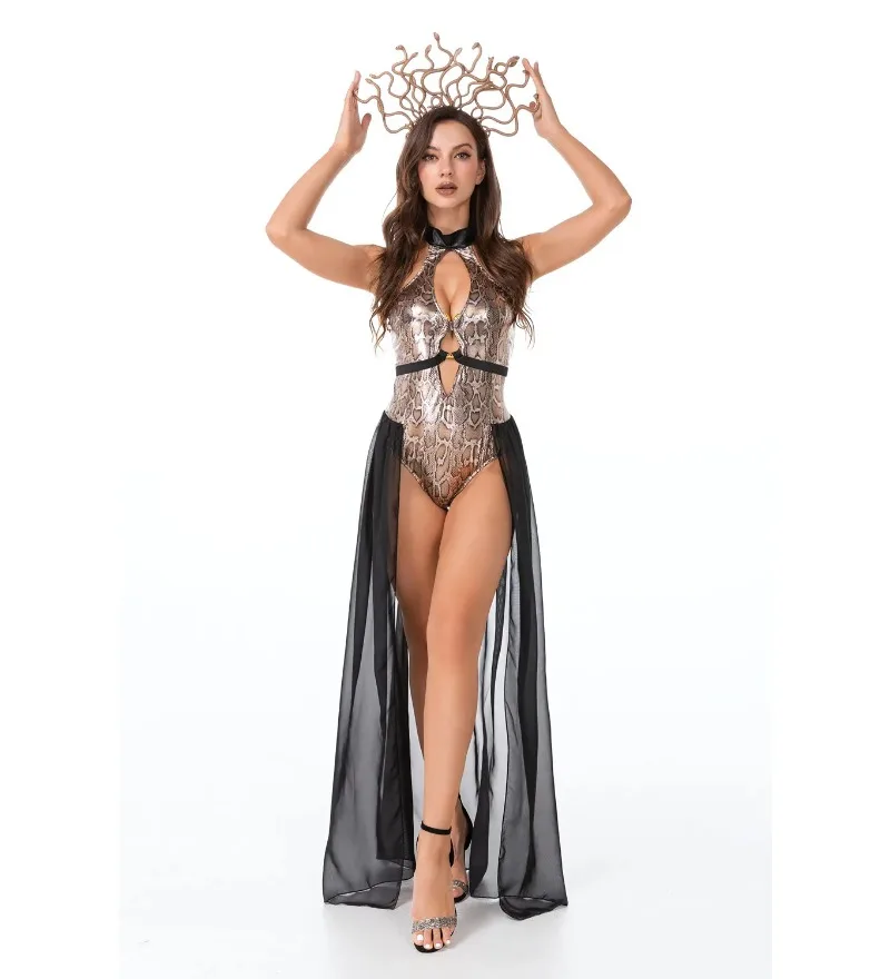 الأسطورة اليونانية ميدوسا ثعبان آلهة فستان هالوين القرون الوسطى مصر صفارة الإنذار الرومانية الساحرة المصرية كليوباترا تأثيري حلي