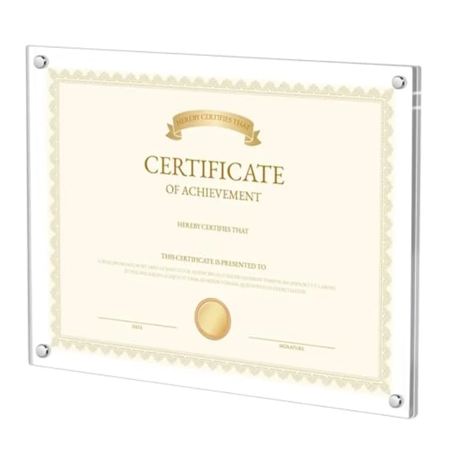 

Acrylic Wall Mount Picture Frame Self-adhesive, Clear No Drilling Magnetic Floating Frameless Photo Frames for Display Diploma