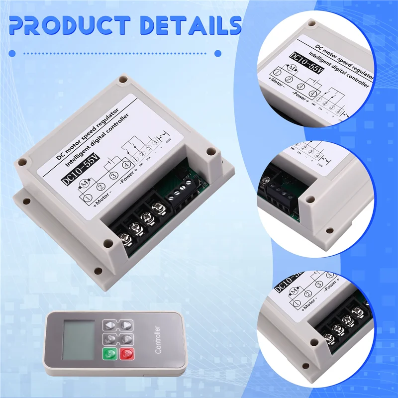Módulo de controle remoto de exibição de corrente de tensão para controlador de velocidade de motor escovado DC 10-55V 30A para DIY