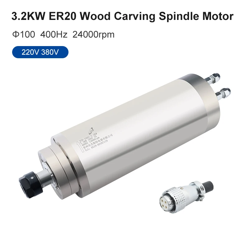 3.2KW Water-Cooled Spindle Motor 220V 380V Φ100MM ER20 Collet Engraving And Milling Spindle Used For CNC Woodworking Engraving