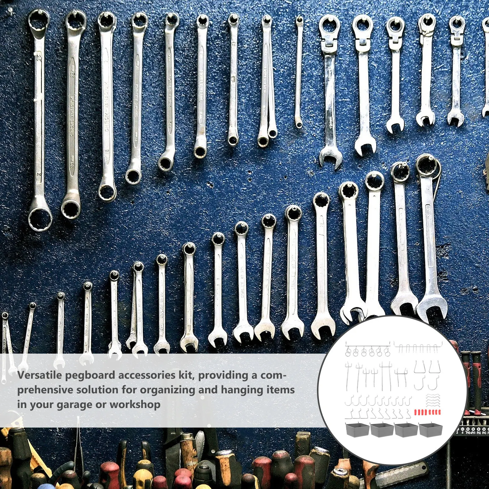 114個入りヘビーデューティーメタルペグボードフックオーガナイザーキット、ガレージ、作業場、クラフトルーム、工具収納、ペグボードアクセサリー、ペグボード用