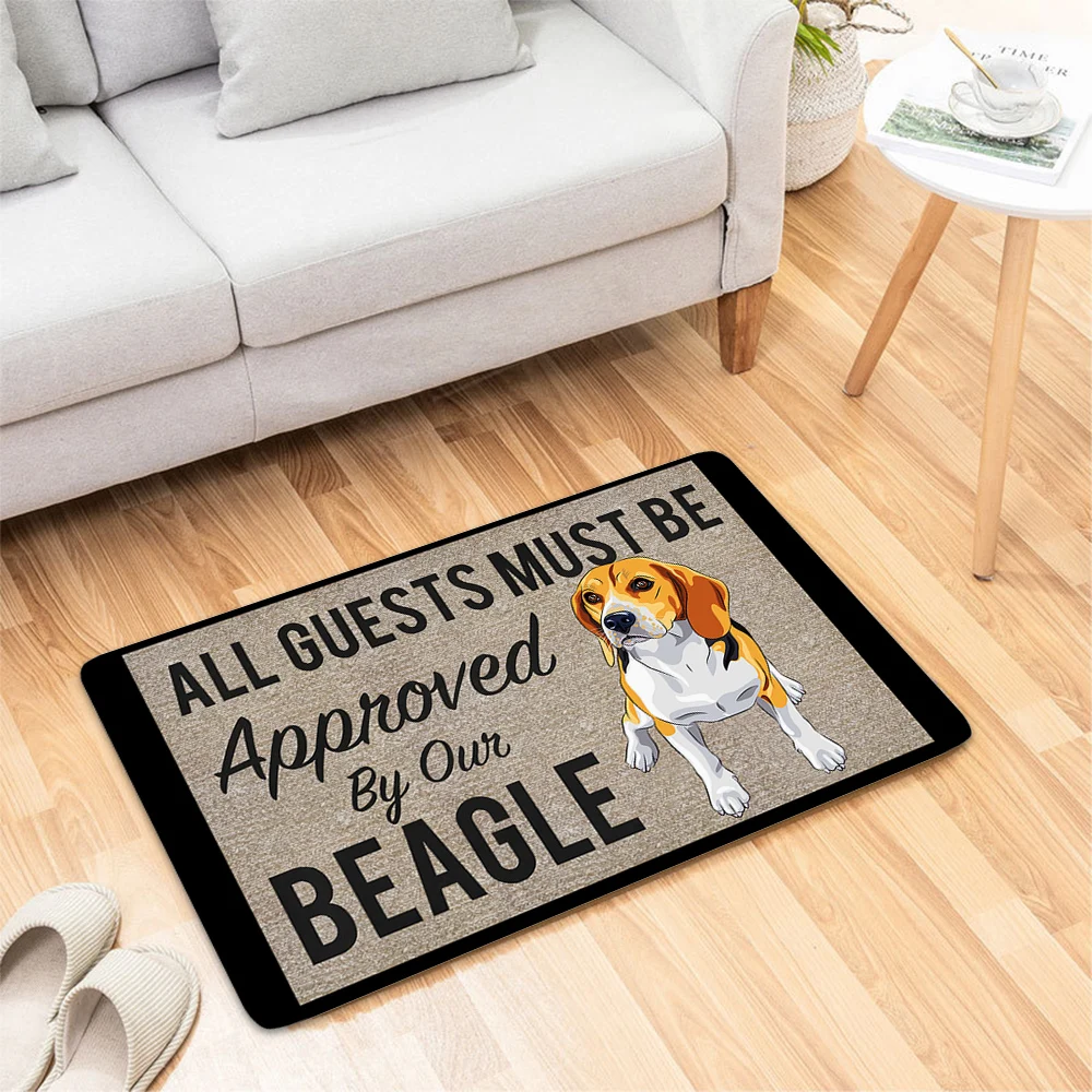 CLOOCL Fashion Animals Doormats All Guests Must Be Approved By Our Beagle 3D Printed Flannel Indoor Carpets Rugs Home Decor