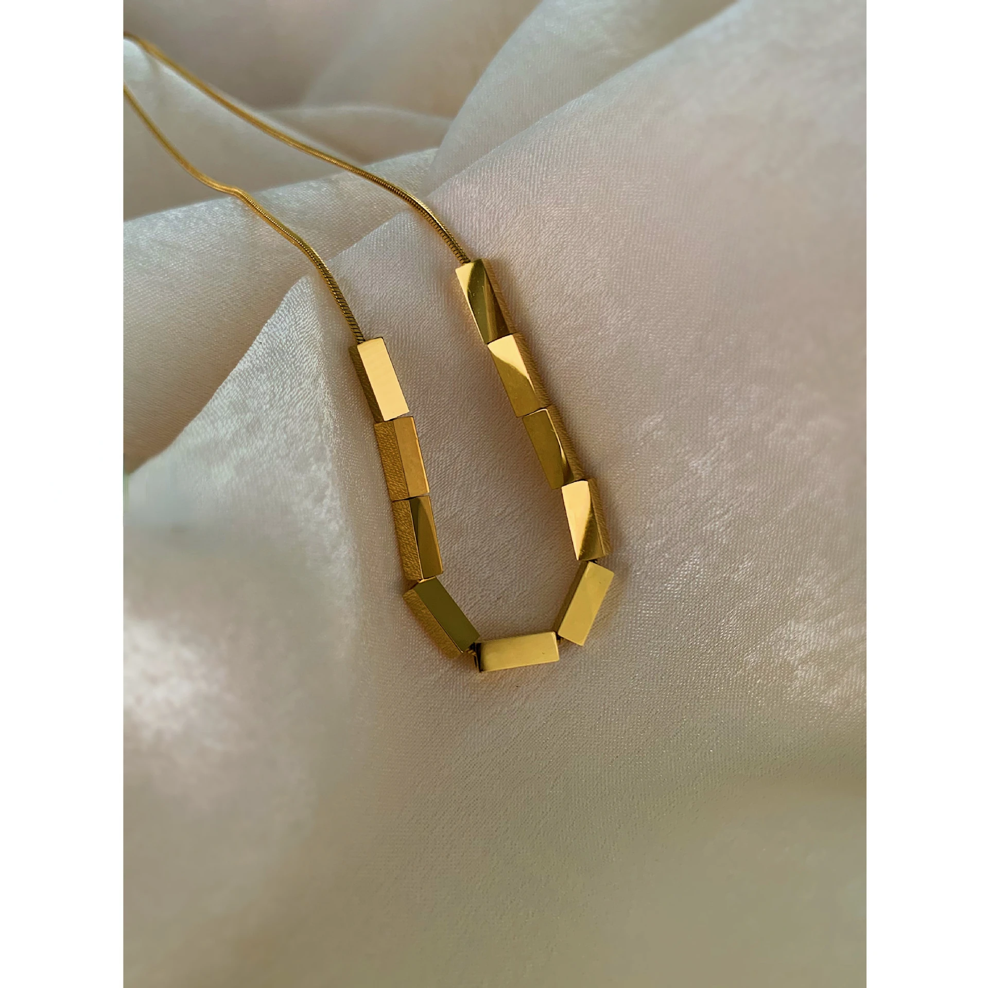 Small Square Necklace Bull Polishing Shiny Simple Snake Bone Chain Niche Design