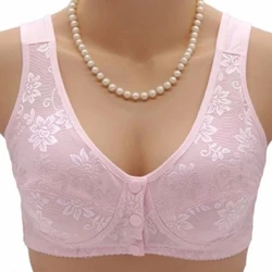 Women Large Size Front Button Bras Thin Section Plus Up Bralette Breathable Mom Cotton Underwear Sleep Bra Comfortble Underwear