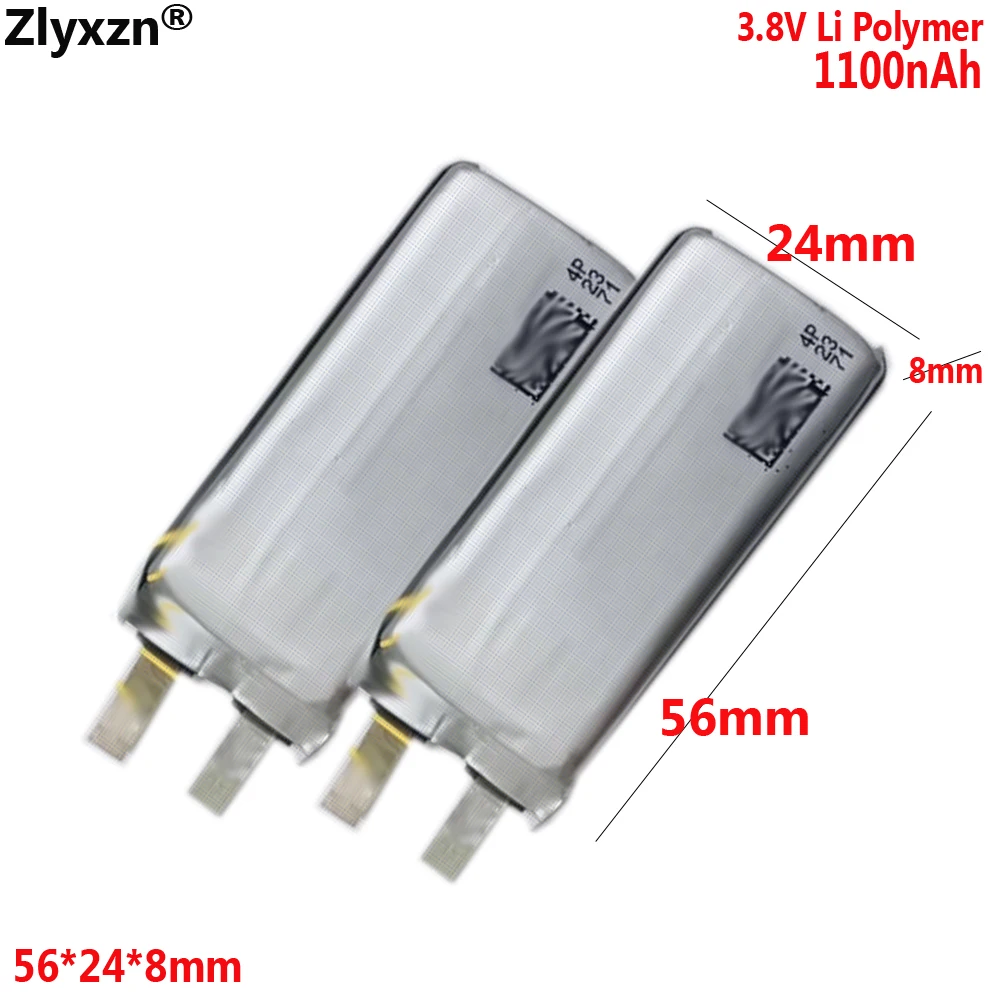 

Литий-полимерный аккумулятор 3,8 В 802456 1100 мАч для аккумулятора дрона Telo, аккумулятор для модели автомобиля с дистанционным управлением 56*24*8 мм