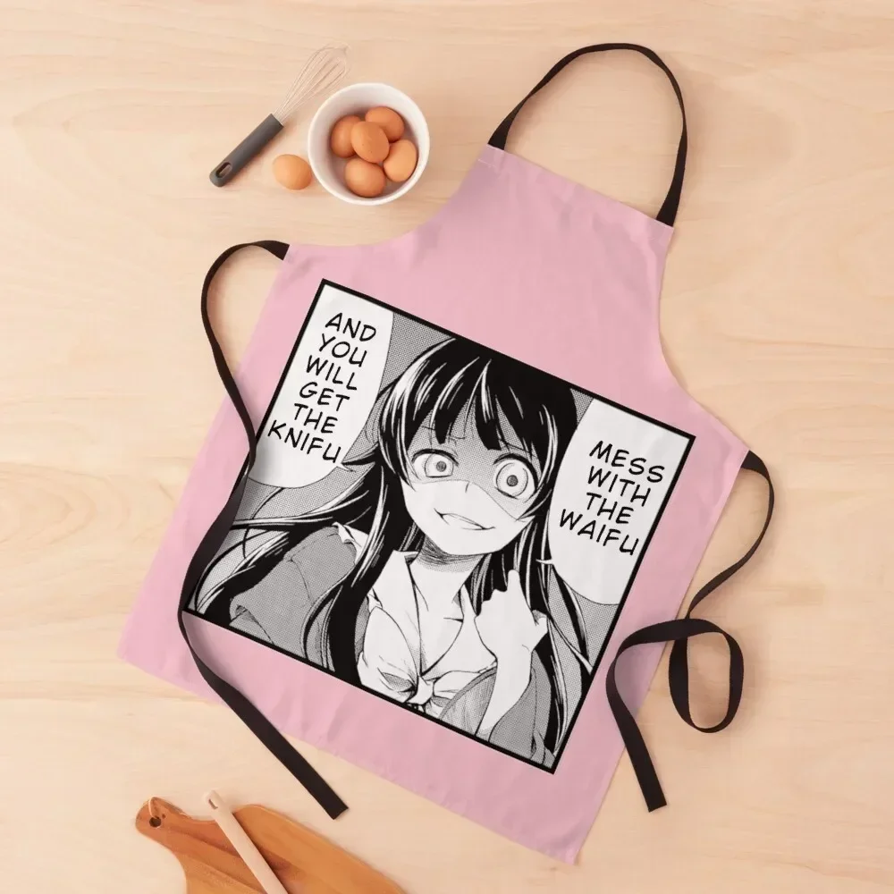 

Mess With The Waifu You Will Get The Knifu Apron Kitchen Household Items bib Kitchen For Man Apron