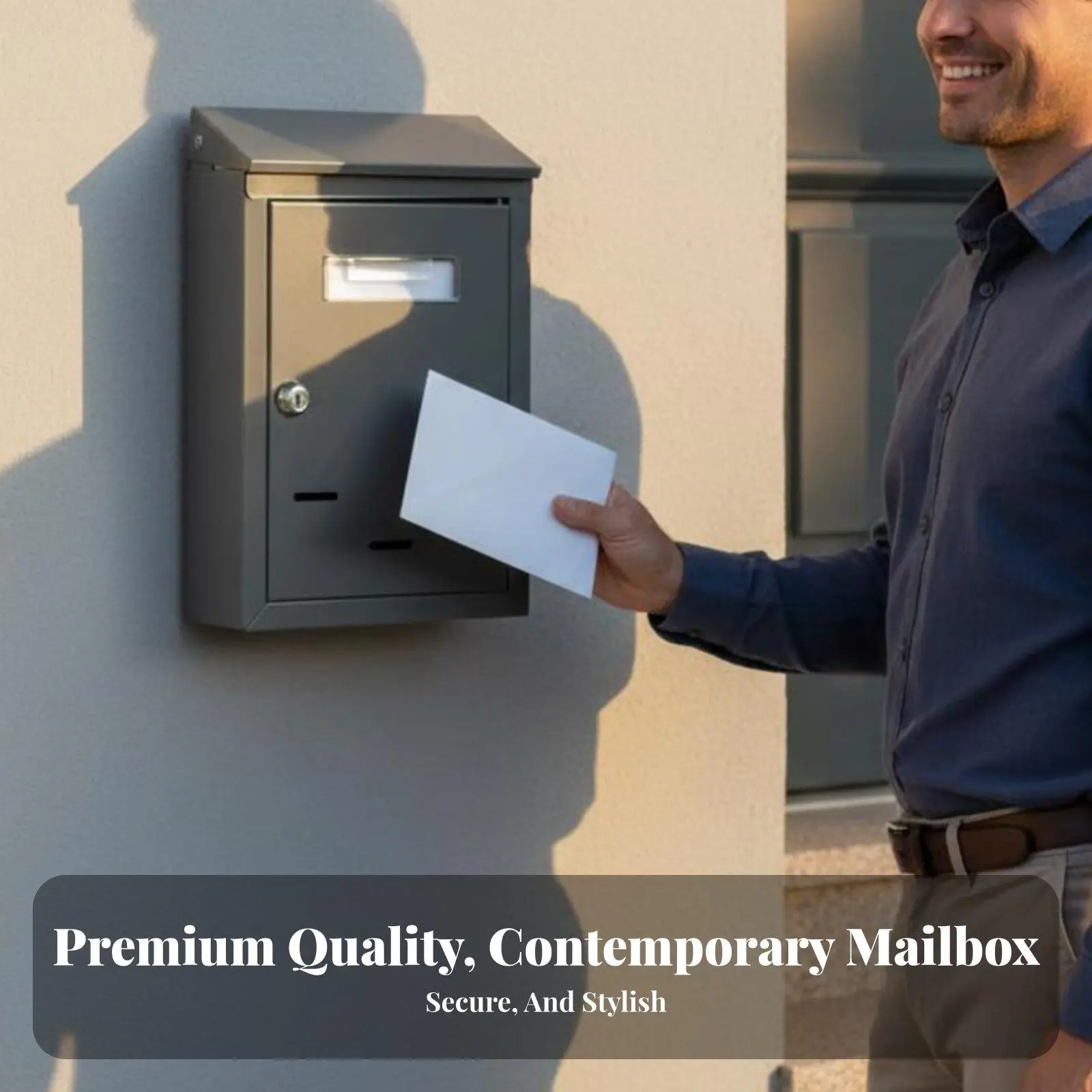Weatherproof Wall Mounted Letterbox with Nameplate Holder for Home and Office